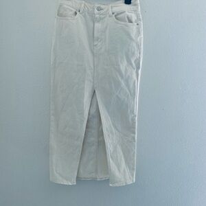 Meshki Off-White Midi Skirt with Front Slit